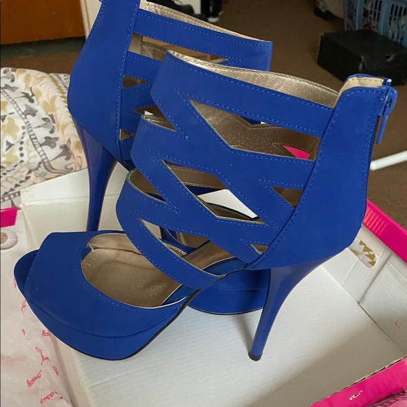 Suede Royal Blue Heels - Picture 3 of 4